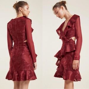 C/meo Collective Ember Long Sleeve Dress In Ruby
